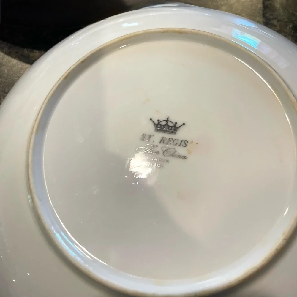St Regis Fine China Serving Bowl White Floral Silver Trim